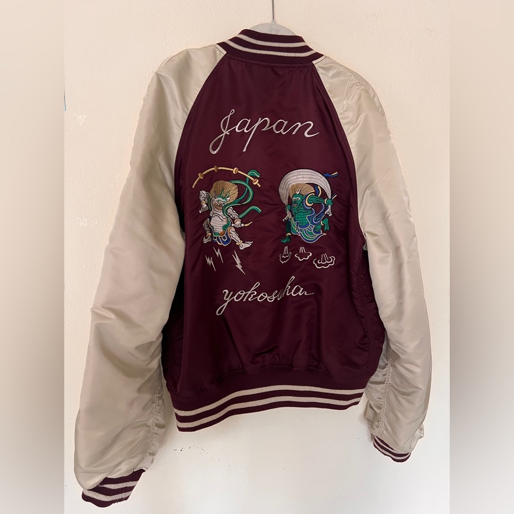 Alpha Industries MA-1 Souvenir Shinto jacket in burgundy and cream